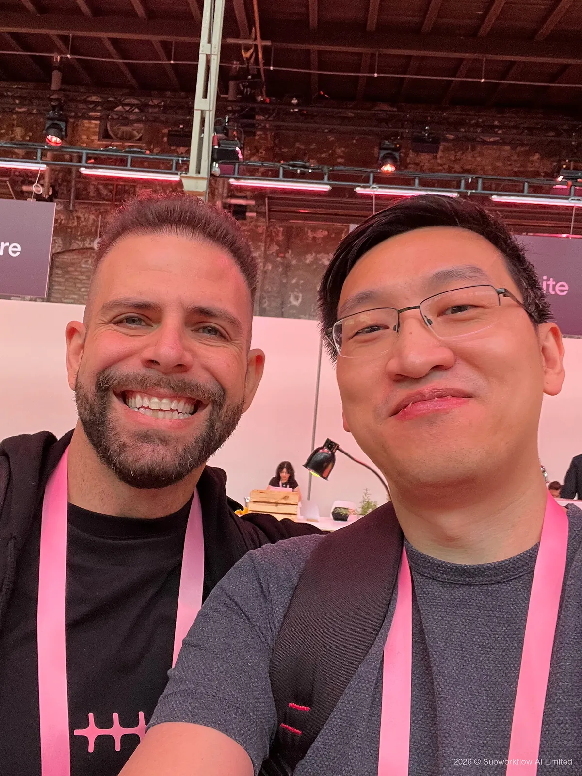 A selfie of Jim and another attendee in the hall